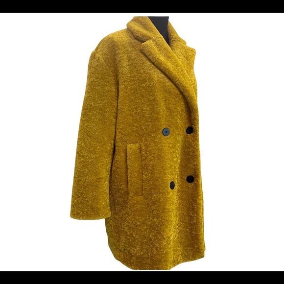 𝅺ZARA NWOT mustard yellow oversized teddy coat size extra small - Picture 7 of 15